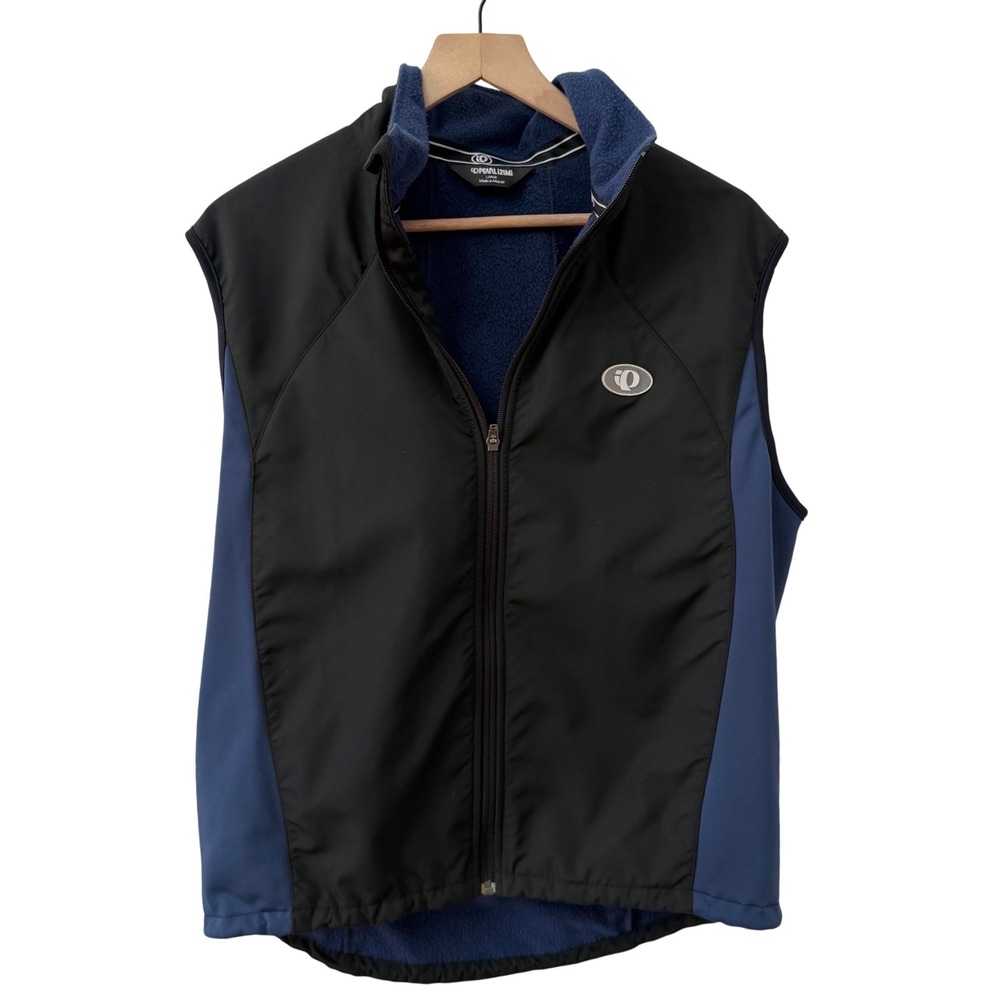 Pearl Izumi Cycling Vest Large Black Blue Fleece Lined Wind Resistant Gilet